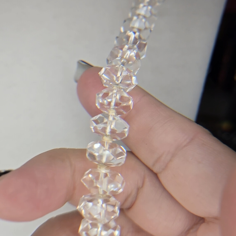 ***SOLD Vintage 24 + In Clear Quartz Multi Faceted Rock Crystal Necklace - Picture 5 of 12
